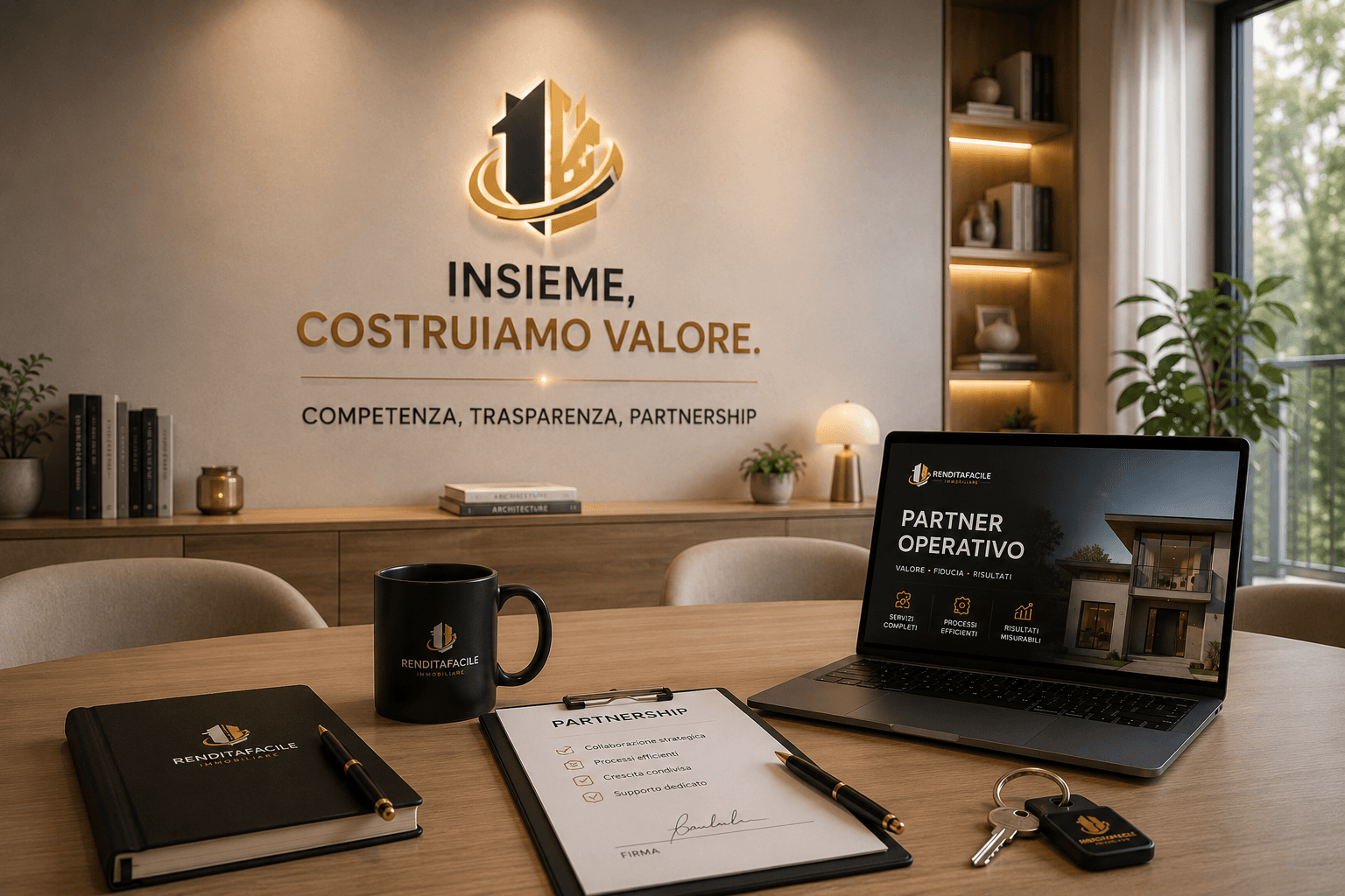 Consulente immobiliare presenta un immobile in vendita a un potenziale acquirente